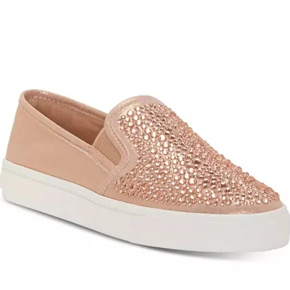 SOLD  Women's Slip-On Sneakers with Rose Gold Rhinestones - Picture 5 of 5